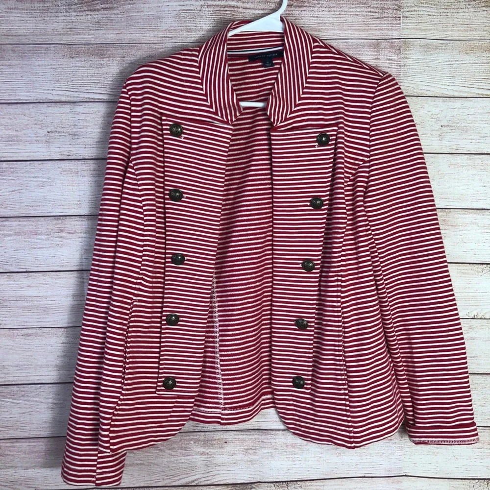 Tommy Hilfiger Red White Striped‎ Cardigan SzM